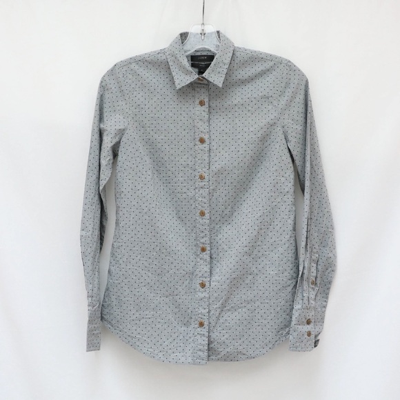 J. Crew Tops - J Crew women's Perfect shirt grey micro polka dot print cotton business office